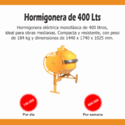 Alquiler de Hormigonera 400 Lts